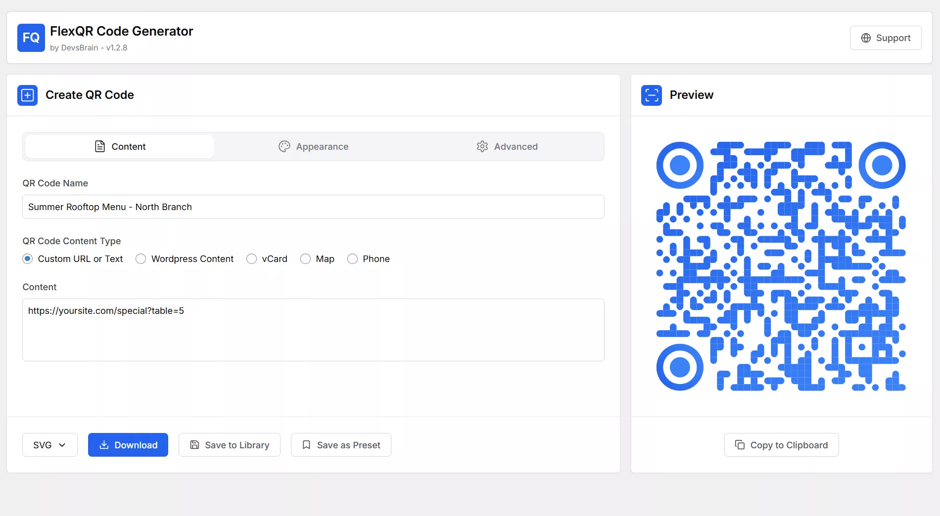 FlexQR Dashboard Preview