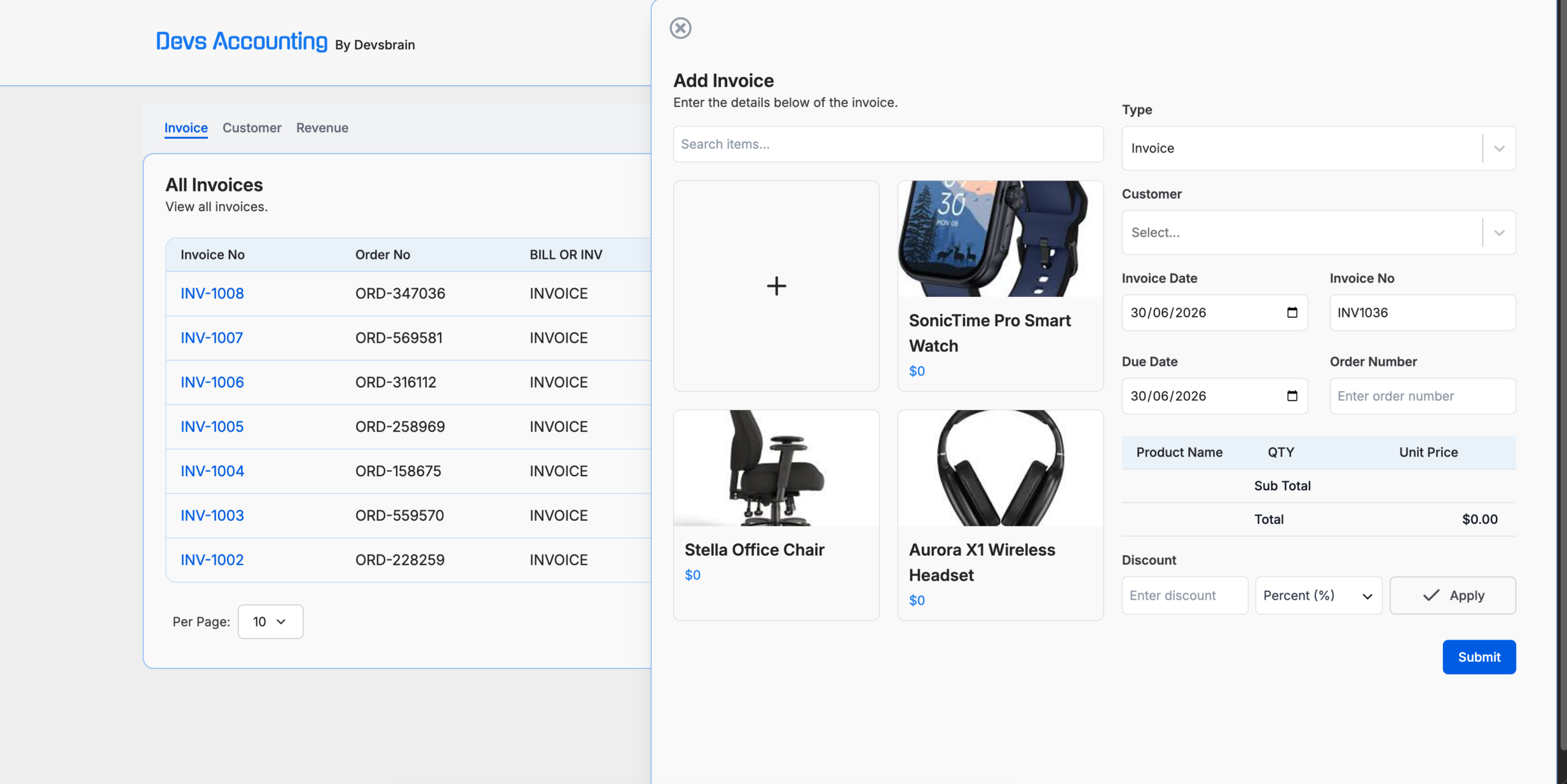 Invoicing UI